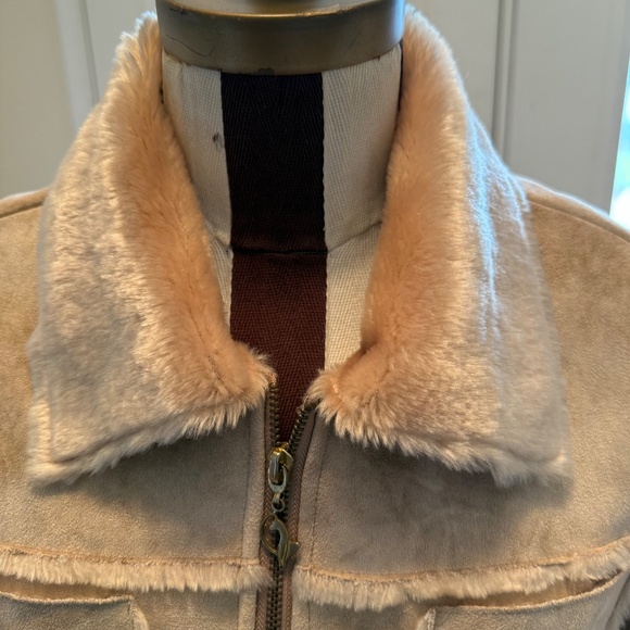 Vintage Y2K Baby Phat Faux Suede Embroidered Cat Jacket M Tan Brown Faux Fur - Picture 6 of 12